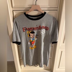 Disney Pinocchio Gray T-Shirt with Red Accents